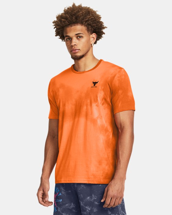 Men's Project Rock Payoff Printed Graphic Short Sleeve in Orange image number 0